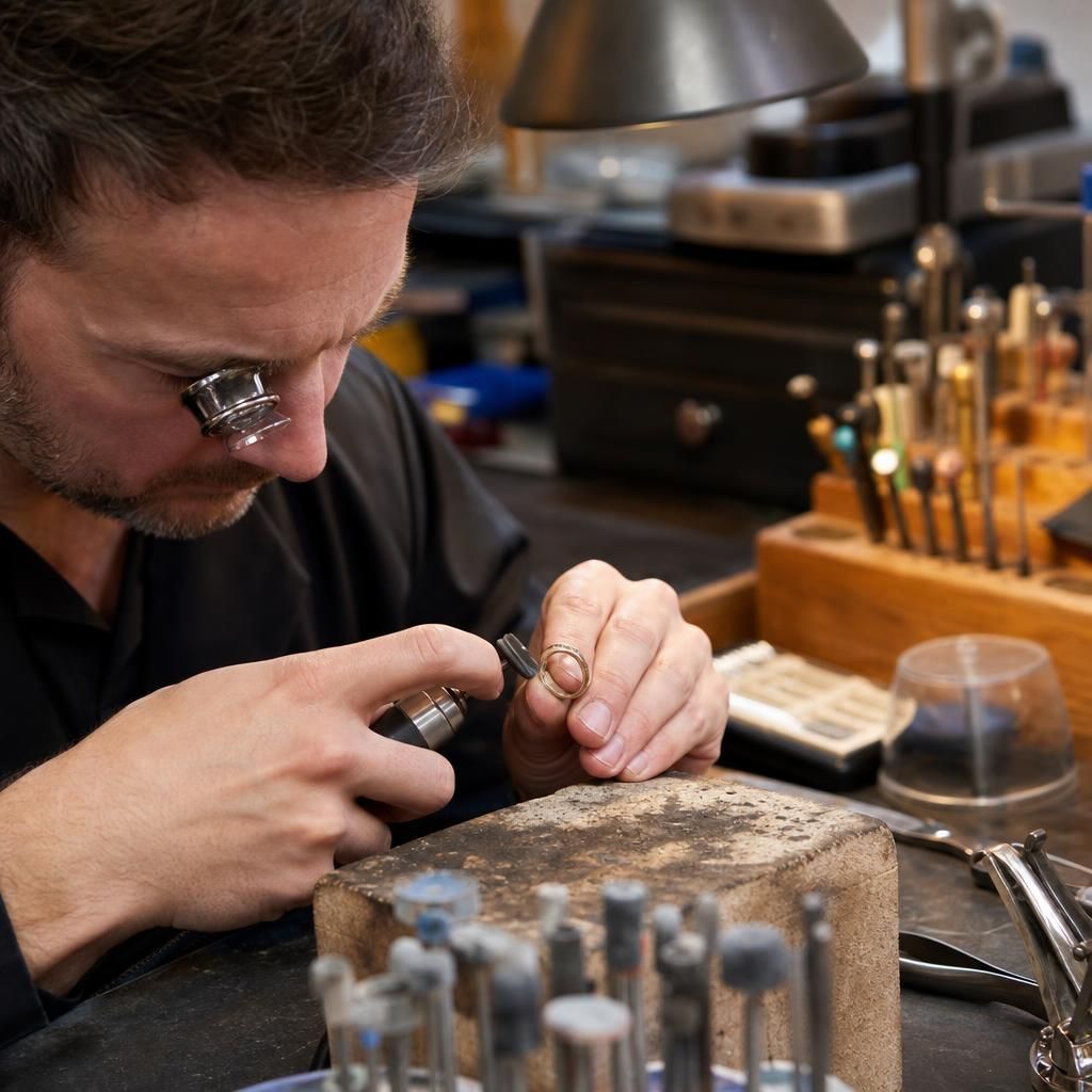 Jeweller repairing a ring