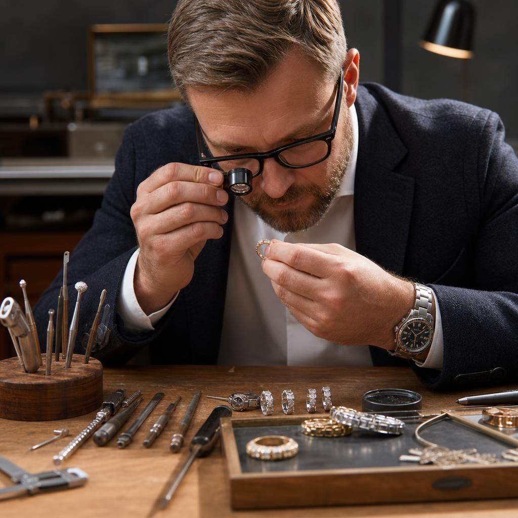 A luxury watch with a gold band and an intricate dial design.
